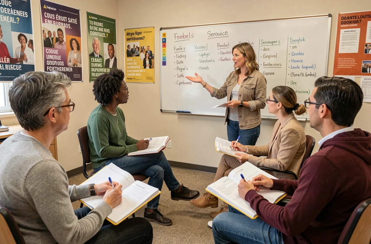 Cours de français langue étrangère pour un public international à l'Agence FLE de l'Hérault
