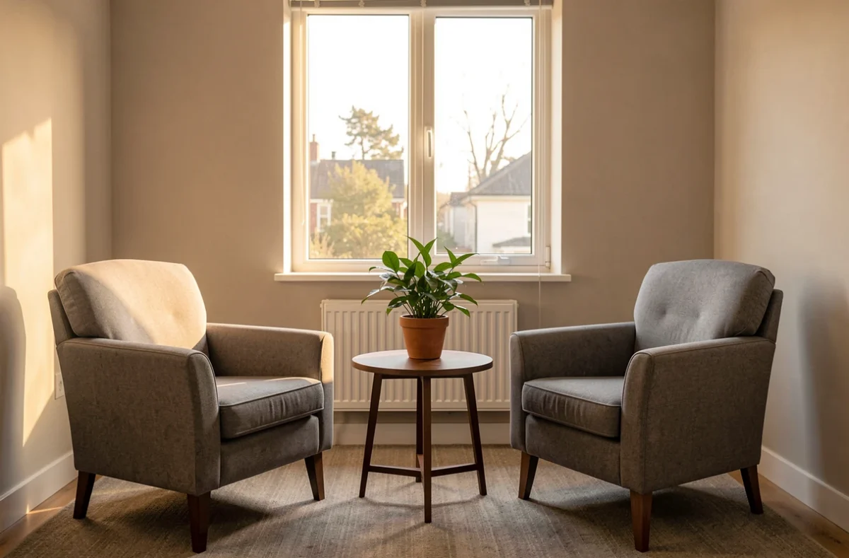 Cabinet d'accompagnement avec deux fauteuils face à face