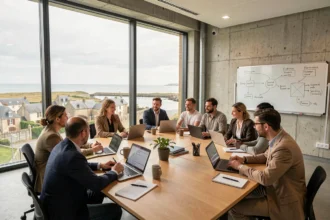 Groupe d'adultes en formation professionnelle dans un centre de la Manche, Normandie