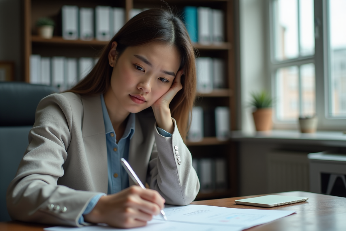 Jeune femme professionnelle remplissant un formulaire au bureau