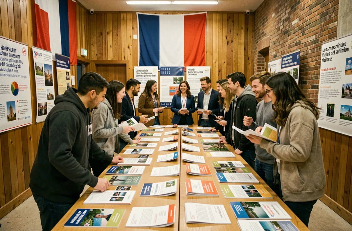 Échanges culturels franco-américains lors d'un événement au French American Center de Montpellier