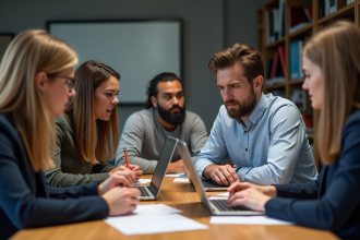 Groupe de personnes en formation technique en intérieur