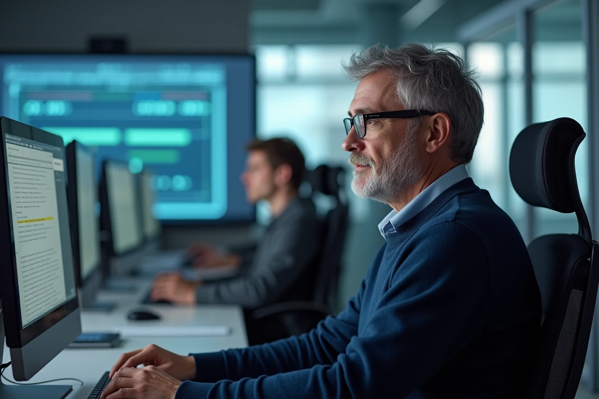 Homme en formation Excel dans une salle professionnelle