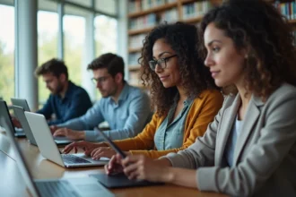 Étudiants utilisant des outils d'intelligence artificielle pour améliorer leurs études