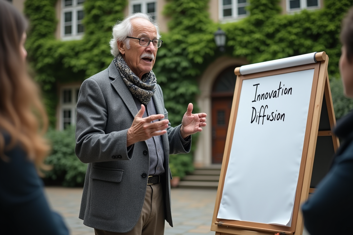 Professeur âgé expliquant la diffusion de l