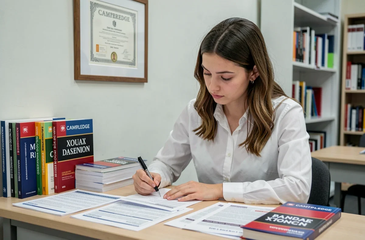 Étudiante se préparant à une certification en anglais chez Victoria's English Center à Montpellier